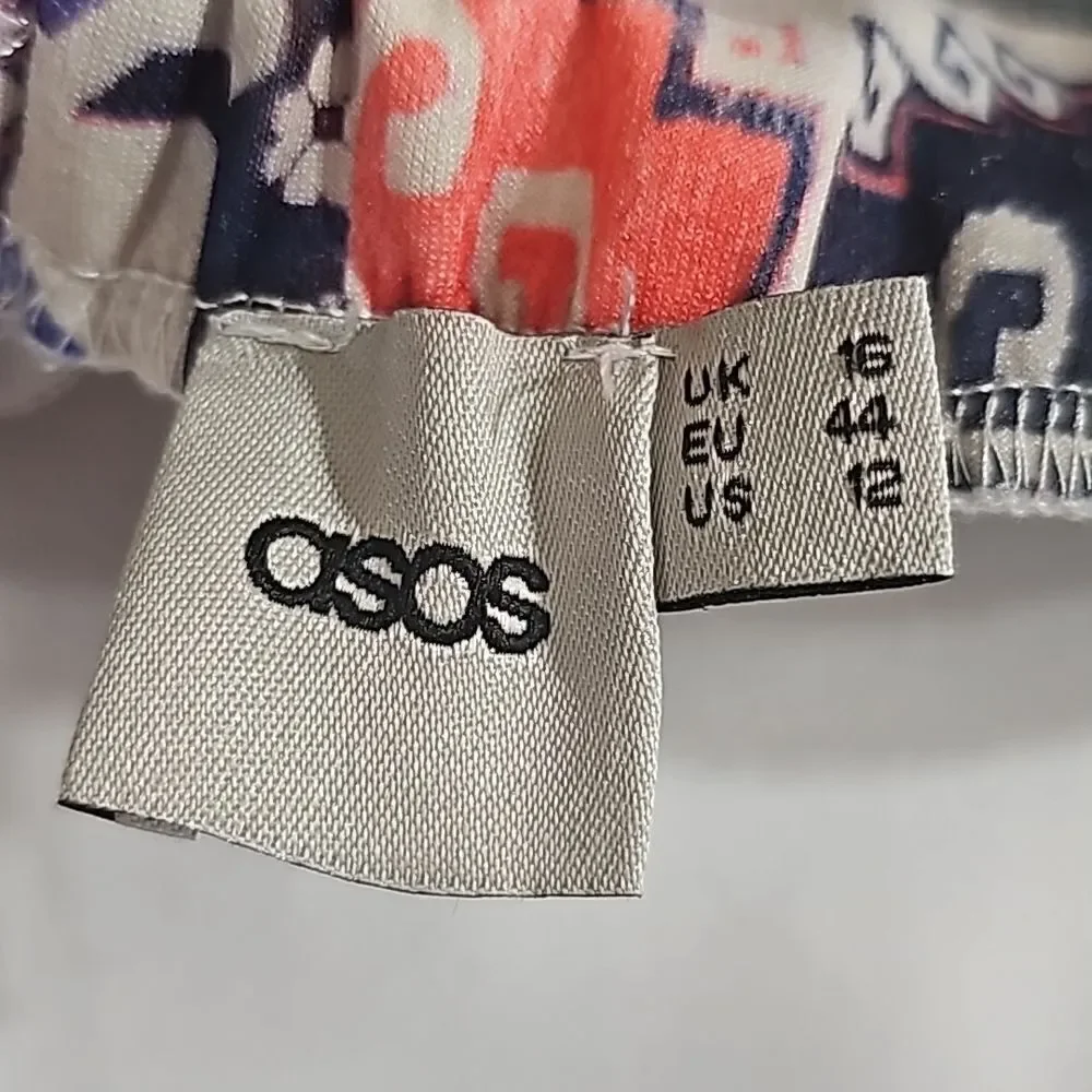 ASOS Multi-Colored Abstract Print Aline Skirt Size 12‎